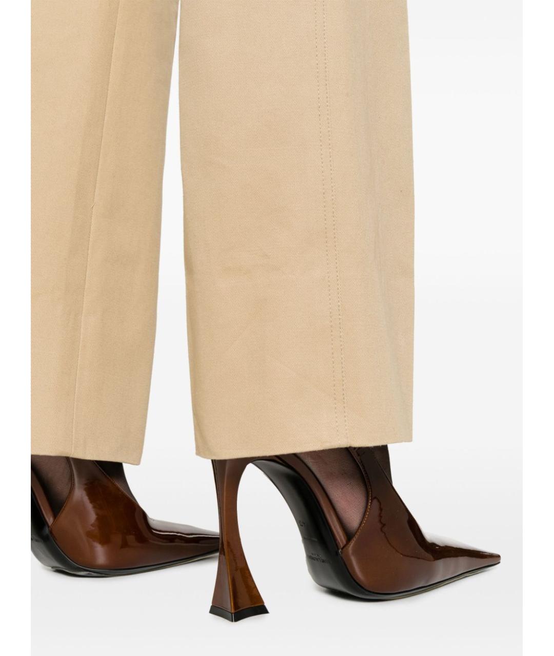 SAINT LAURENT Бежевые хлопковые прямые брюки, фото 3