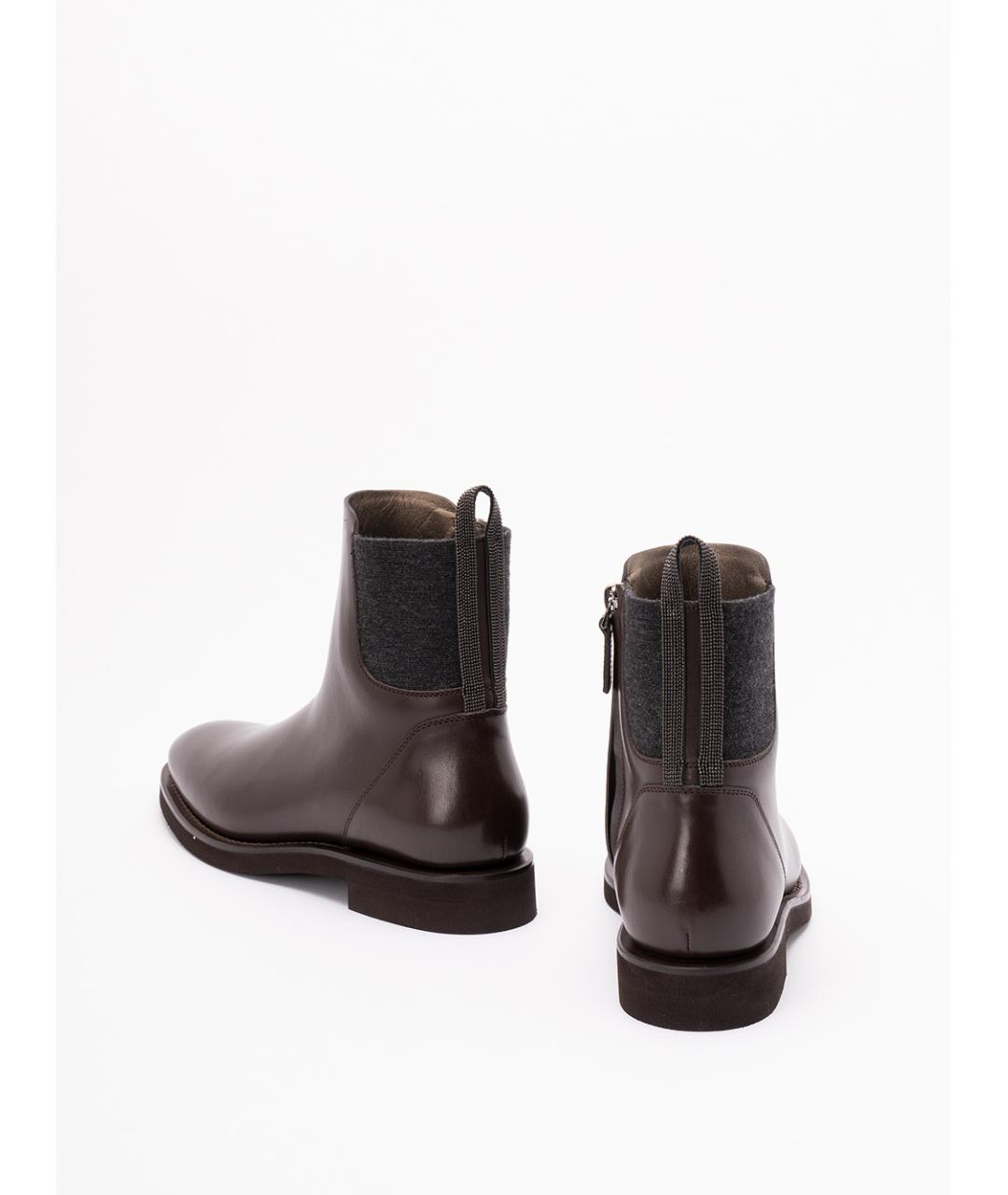 BRUNELLO CUCINELLI Коричневые кожаные ботинки, фото 2