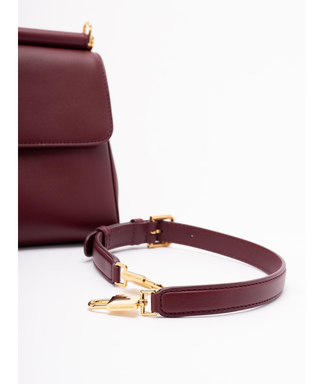 DOLCE&GABBANA Бордовая кожаная сумка с короткими ручками, фото 5