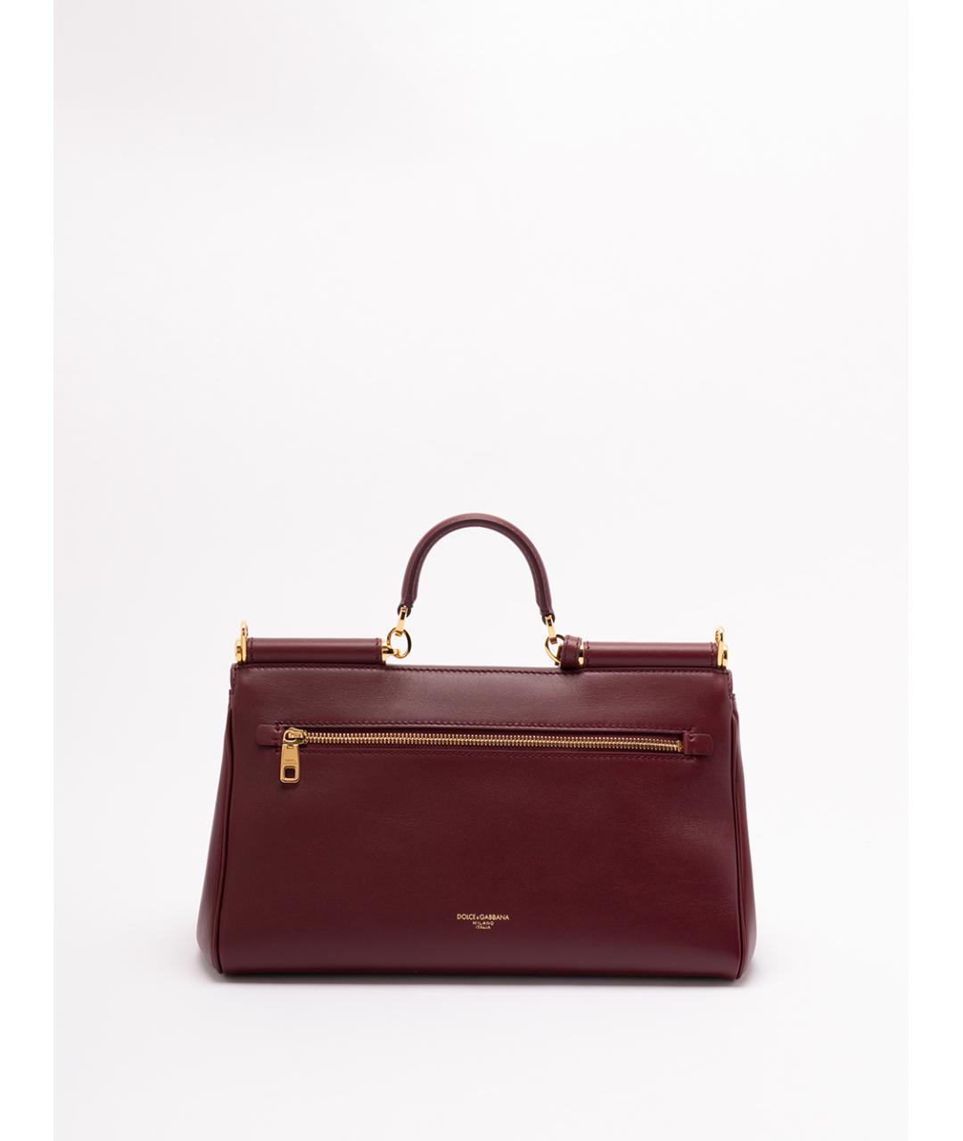 DOLCE&GABBANA Бордовая кожаная сумка с короткими ручками, фото 2