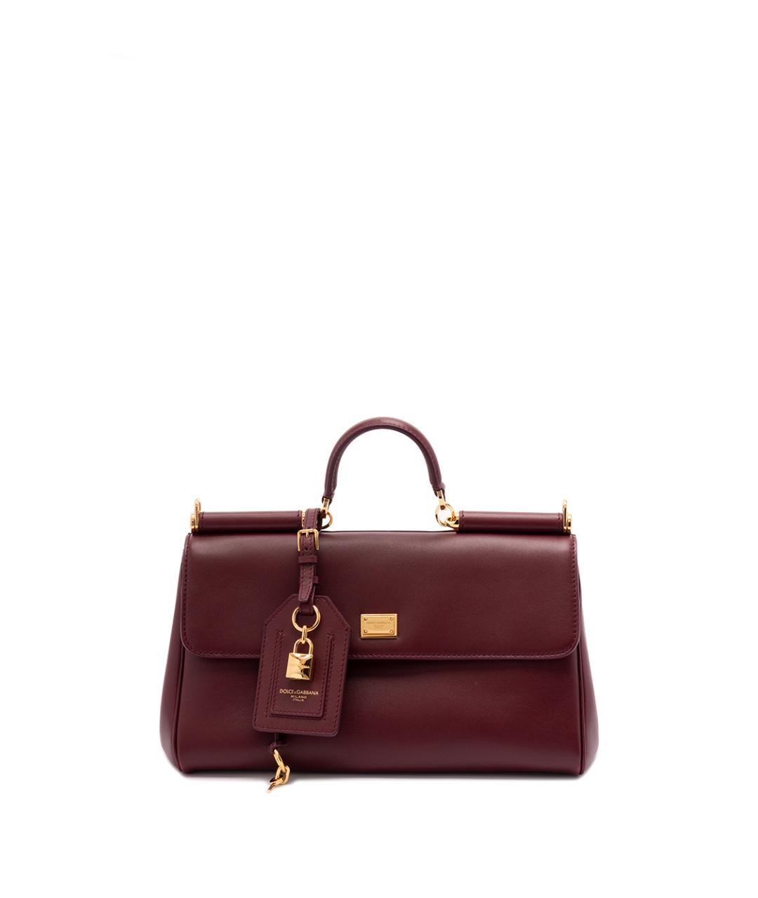 DOLCE&GABBANA Бордовая кожаная сумка с короткими ручками, фото 1