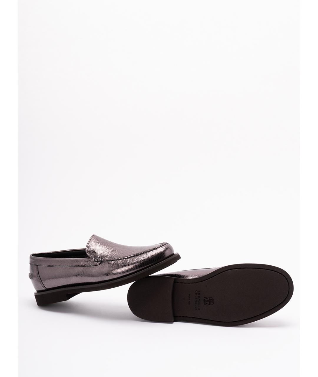 BRUNELLO CUCINELLI Фиолетовые кожаные лоферы, фото 4
