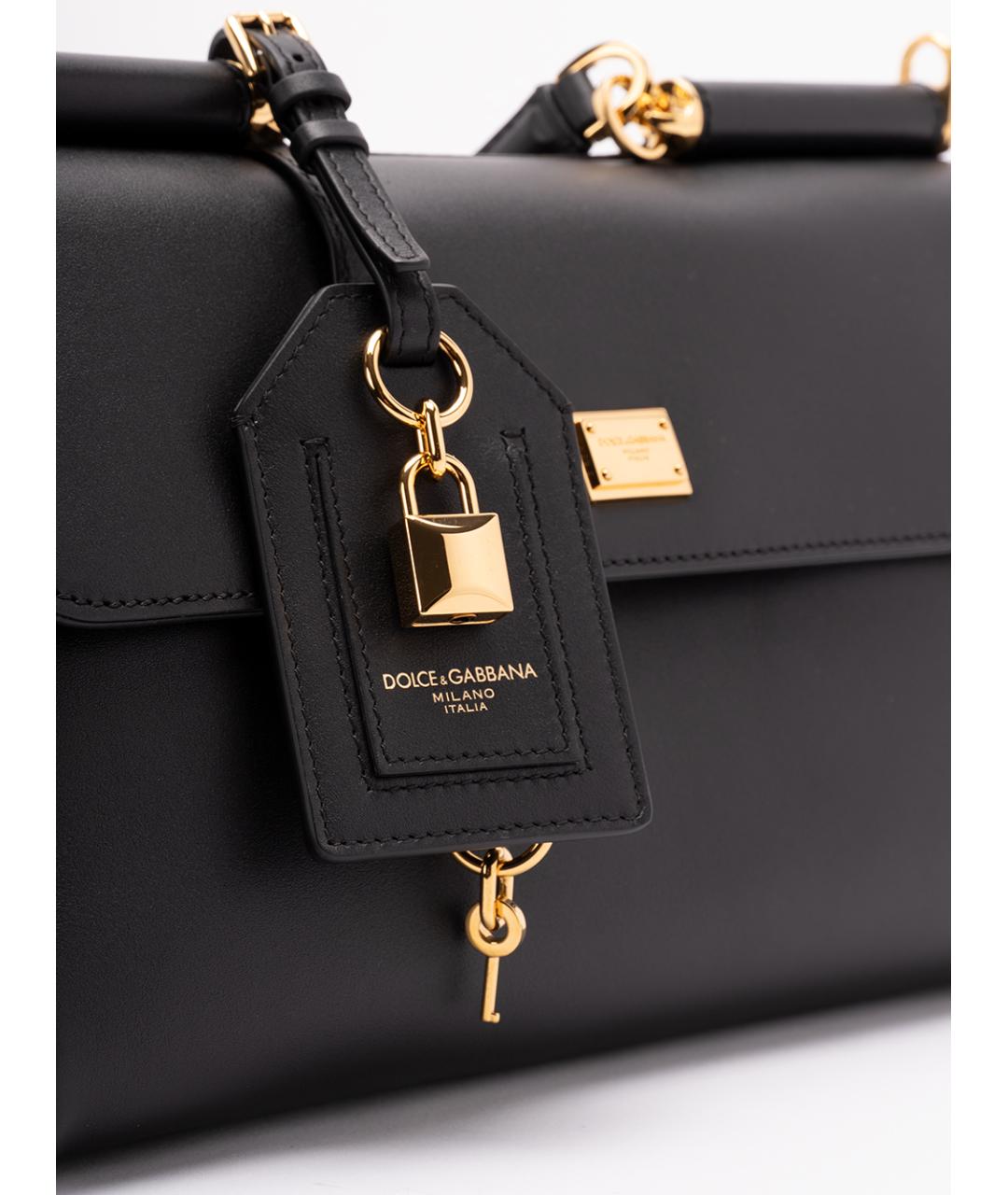 DOLCE&GABBANA Черная кожаная сумка с короткими ручками, фото 4