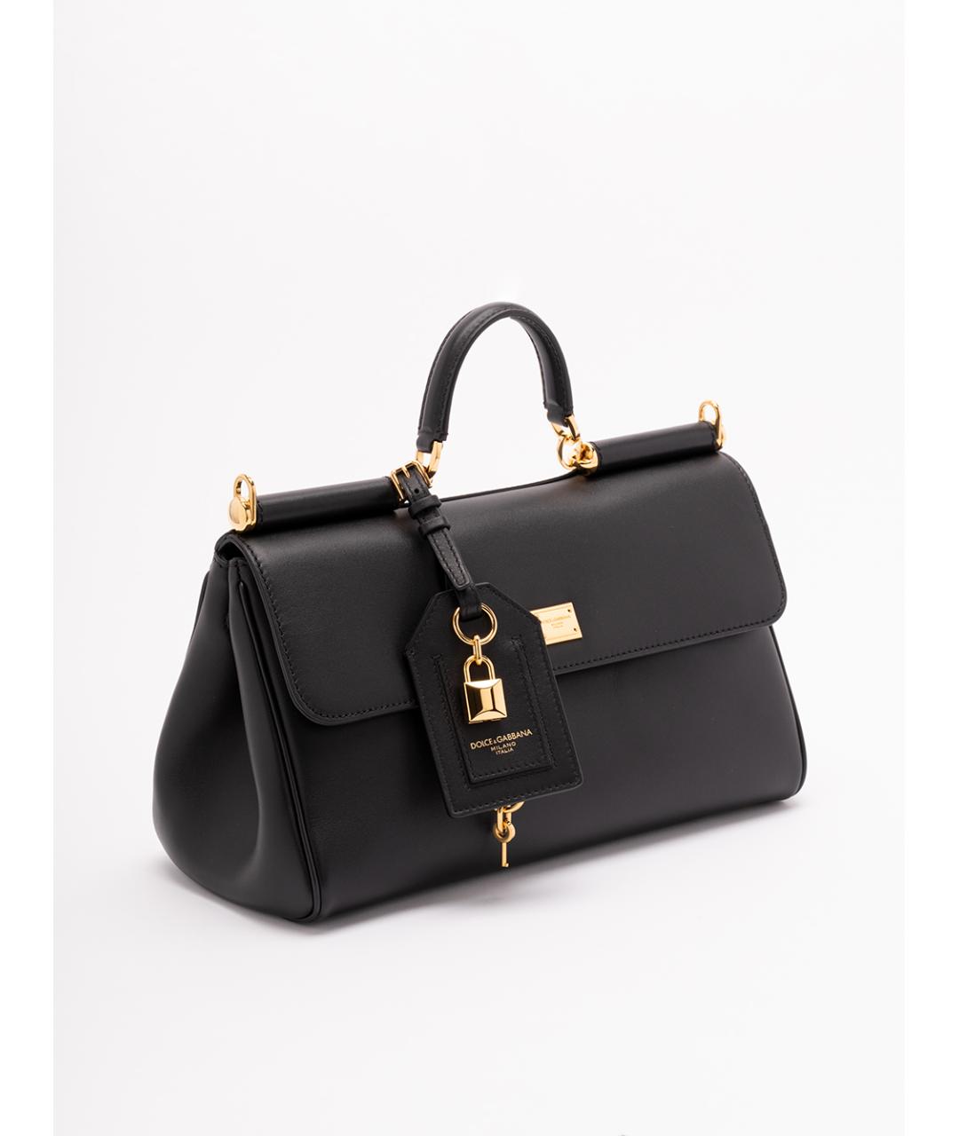 DOLCE&GABBANA Черная кожаная сумка с короткими ручками, фото 3