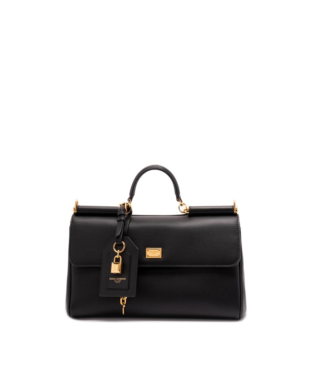 DOLCE&GABBANA Черная кожаная сумка с короткими ручками, фото 1