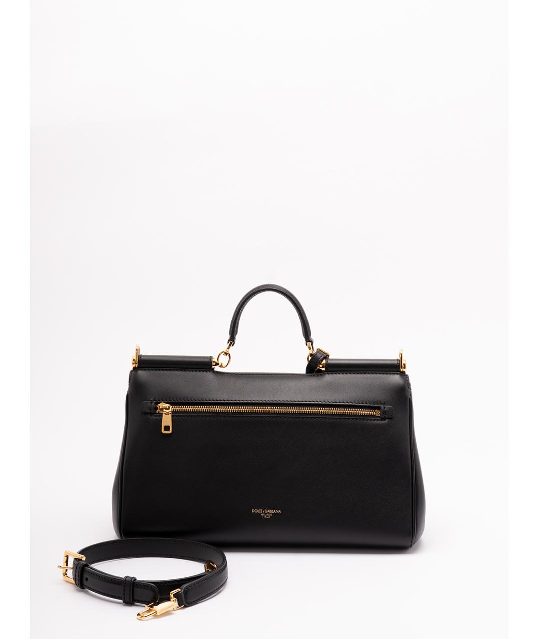 DOLCE&GABBANA Черная кожаная сумка с короткими ручками, фото 2