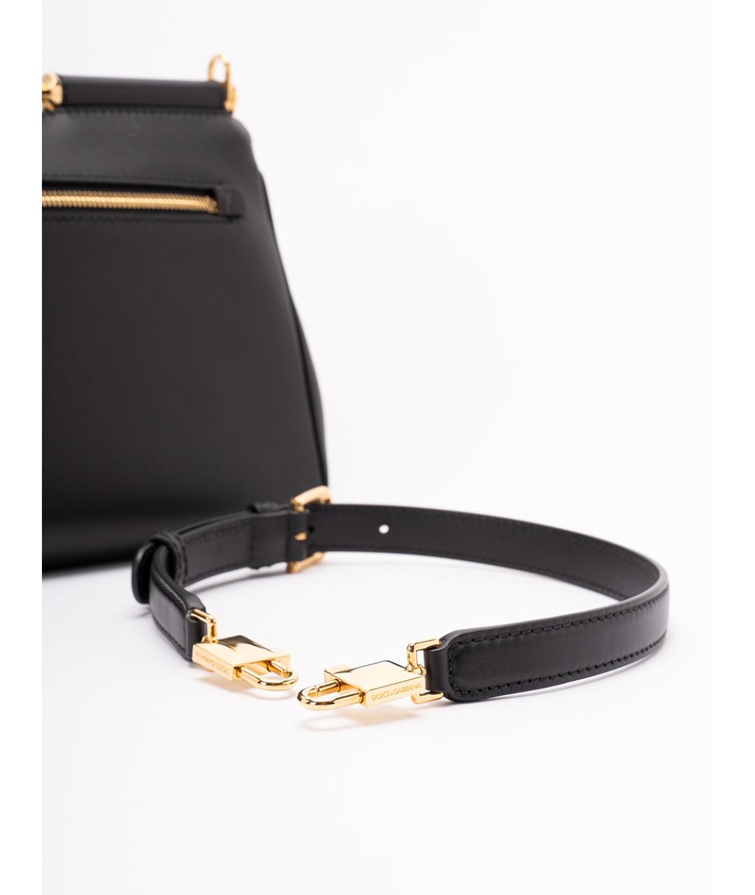 DOLCE&GABBANA Черная кожаная сумка с короткими ручками, фото 5