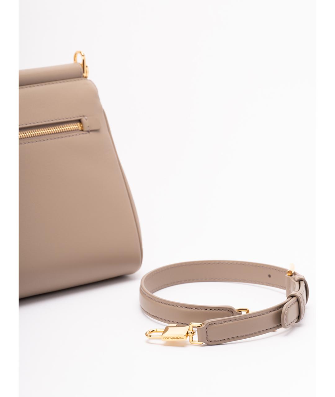DOLCE&GABBANA Бежевая кожаная сумка с короткими ручками, фото 2