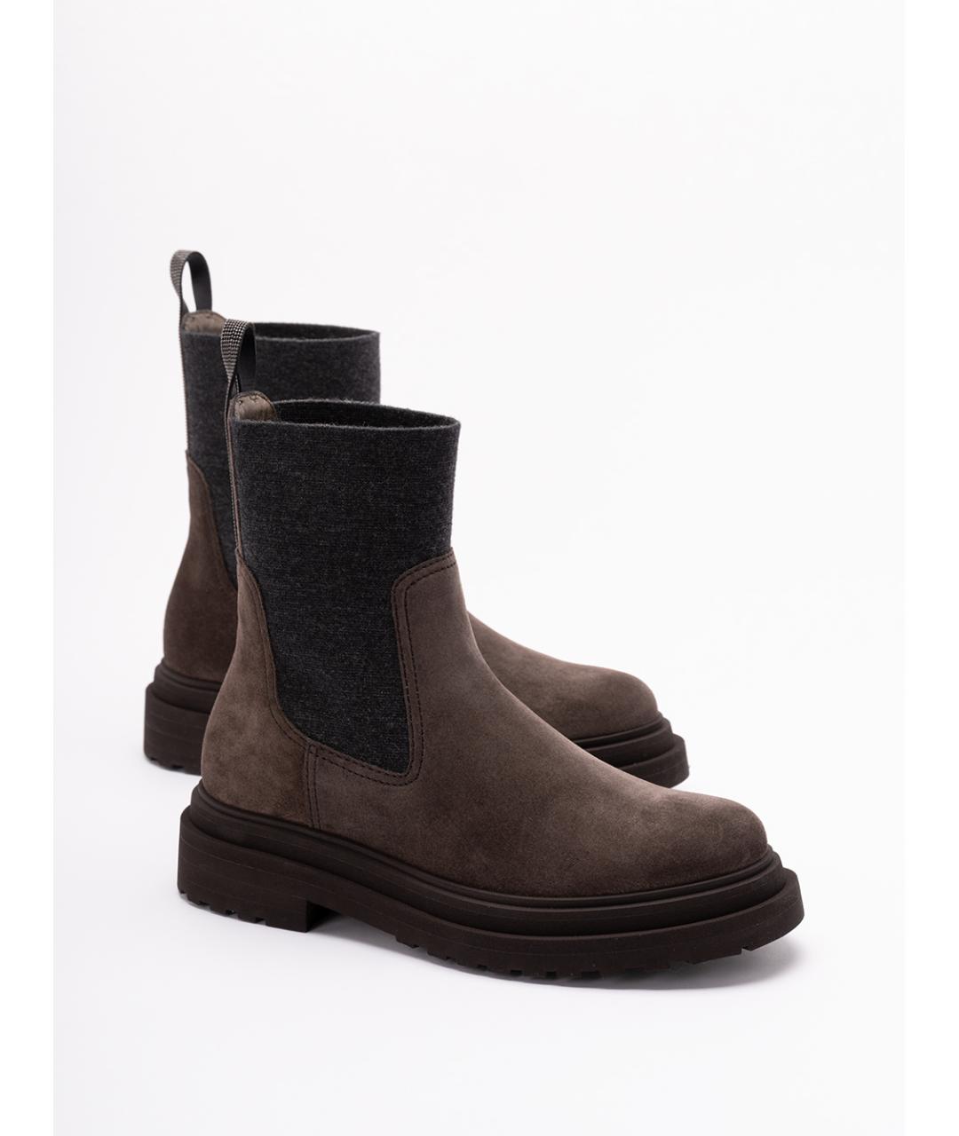 BRUNELLO CUCINELLI Коричневые кожаные ботинки, фото 5