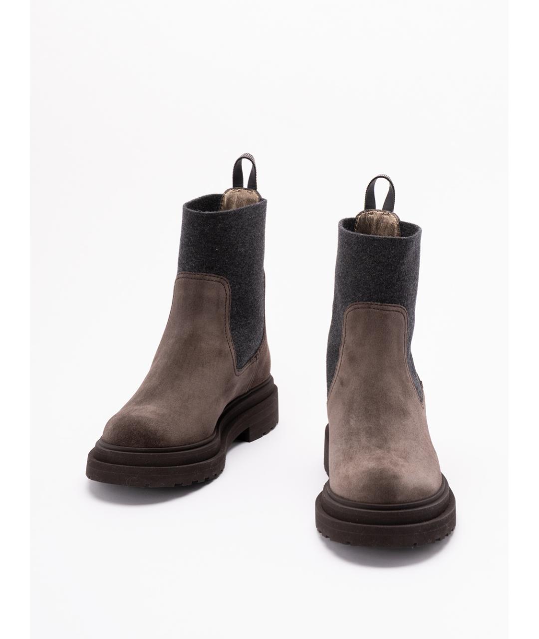 BRUNELLO CUCINELLI Коричневые кожаные ботинки, фото 2