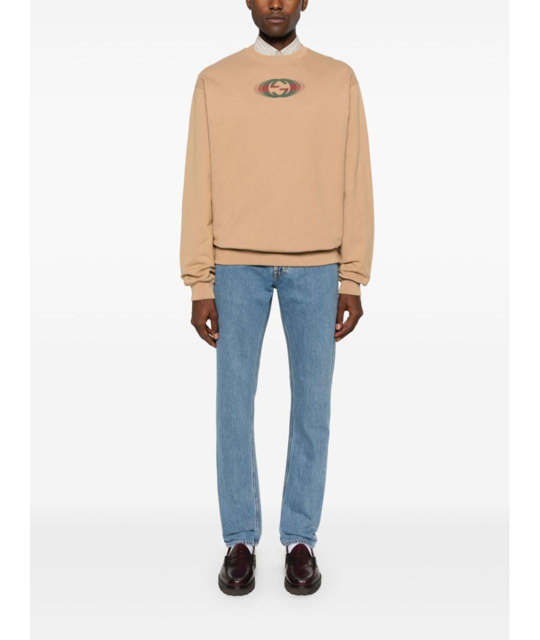 GUCCI Голубые хлопковые прямые джинсы, фото 2
