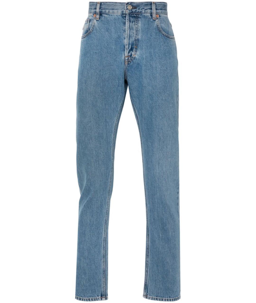 GUCCI Голубые хлопковые прямые джинсы, фото 1