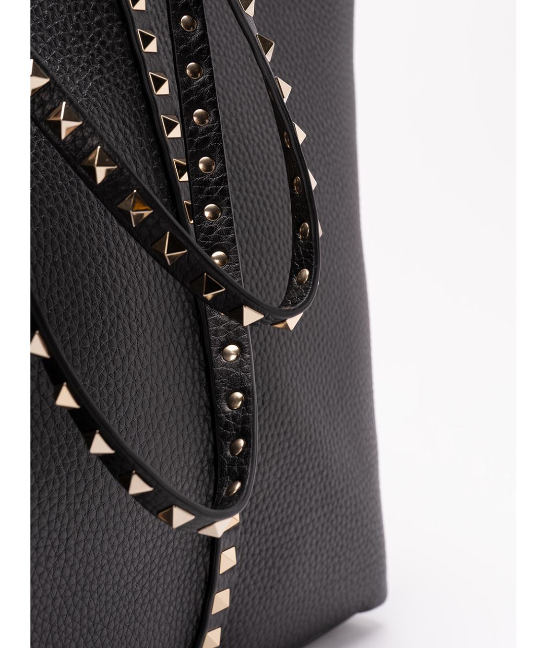 VALENTINO Черная кожаная сумка тоут, фото 4
