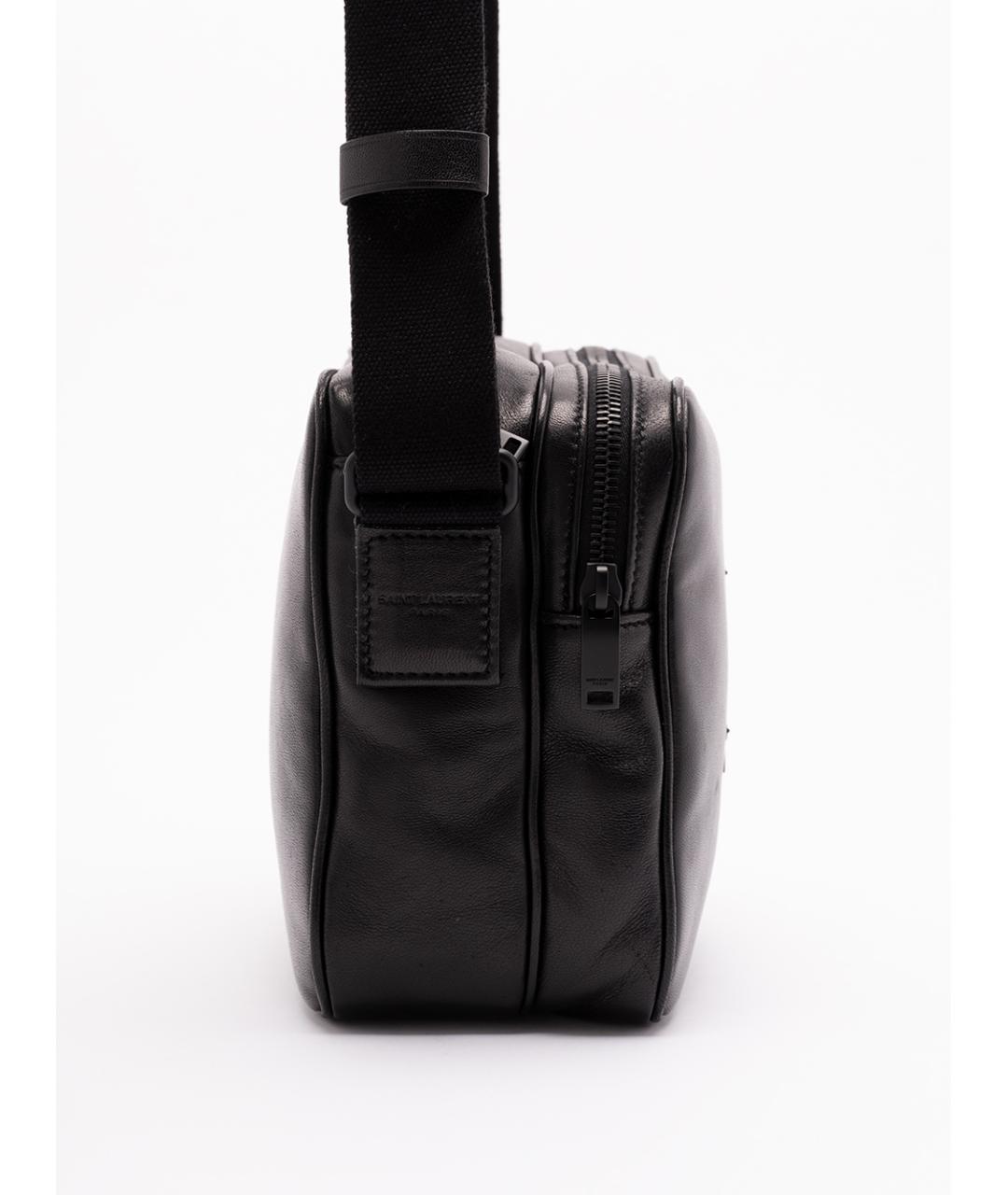 SAINT LAURENT Черная кожаная сумка на плечо, фото 4