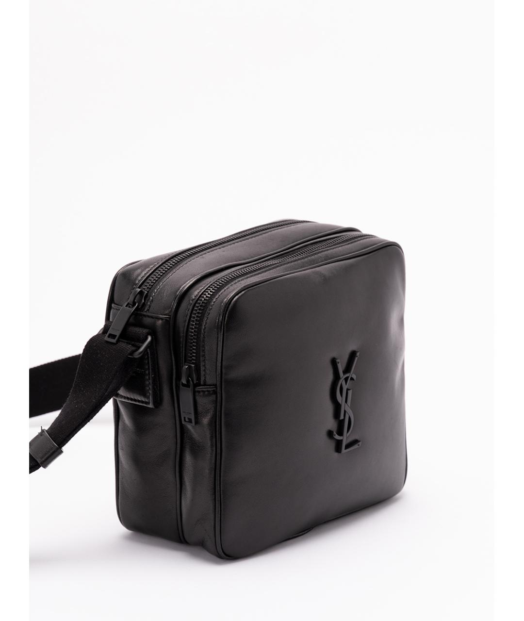 SAINT LAURENT Черная кожаная сумка на плечо, фото 3
