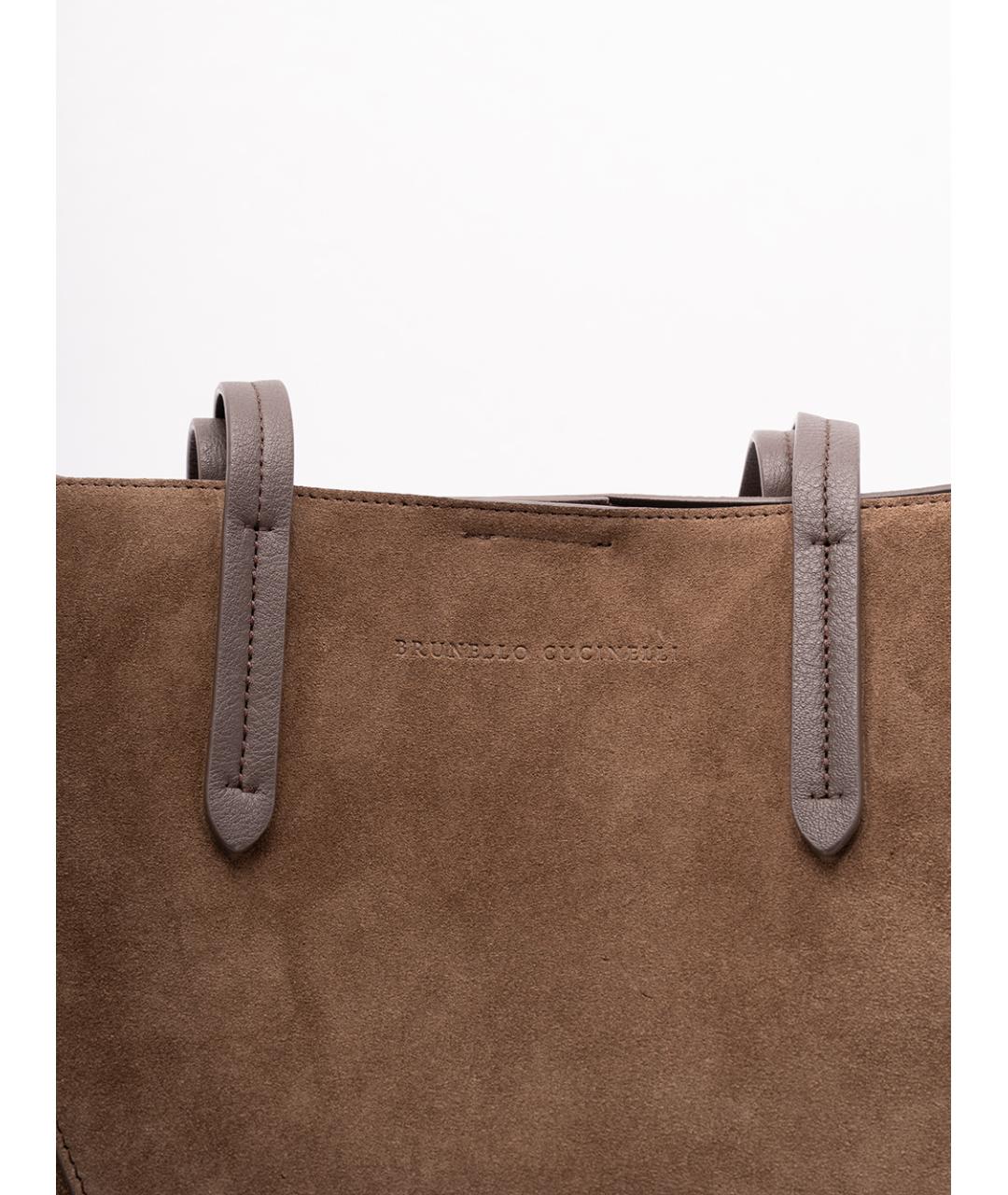 BRUNELLO CUCINELLI Коричневая кожаная сумка тоут, фото 3