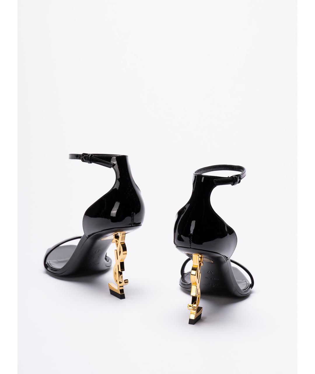 SAINT LAURENT Черные кожаные босоножки, фото 3