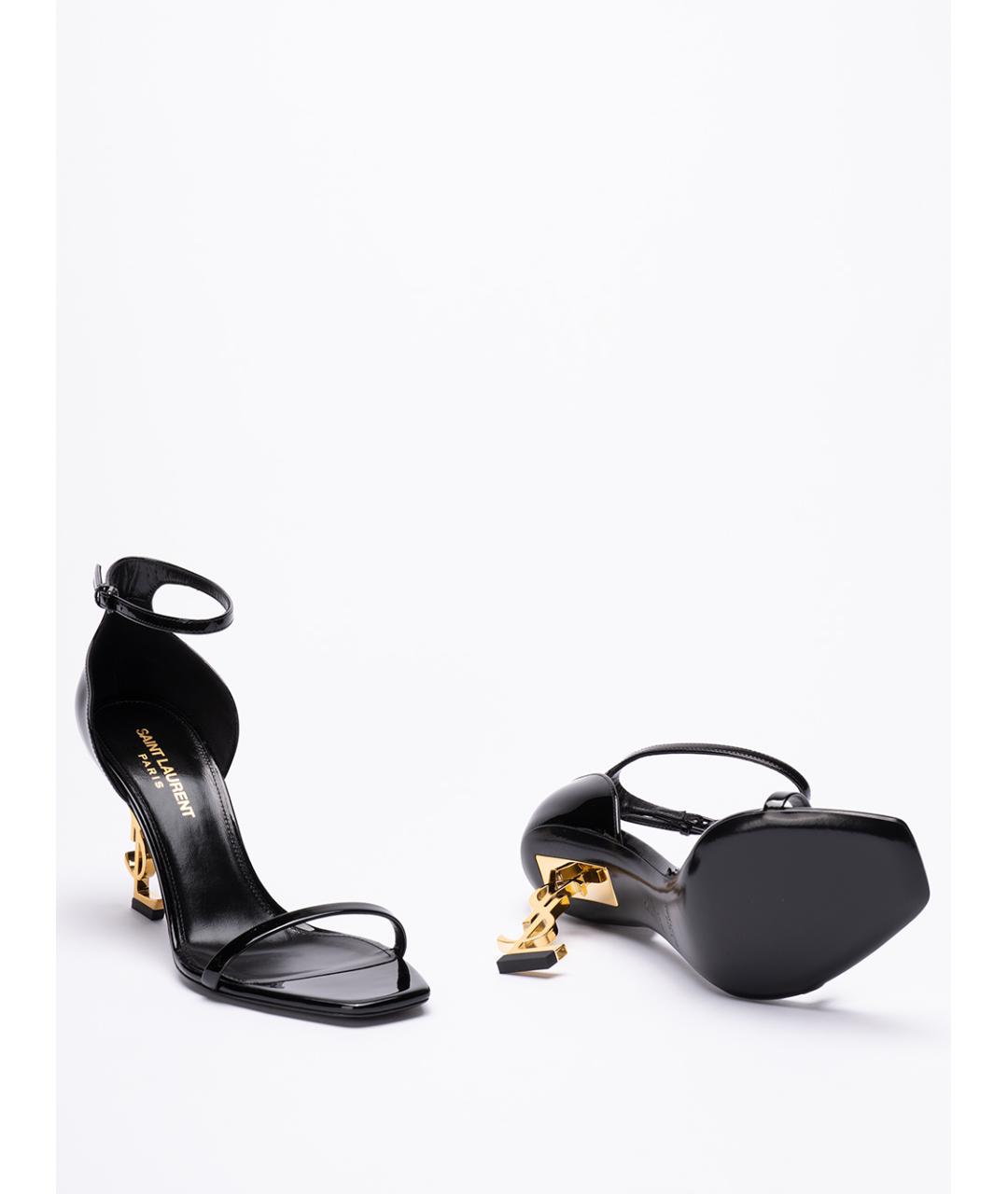 SAINT LAURENT Черные кожаные босоножки, фото 4