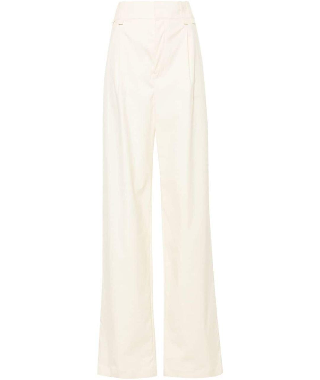 SAINT LAURENT Белые хлопковые прямые брюки, фото 1