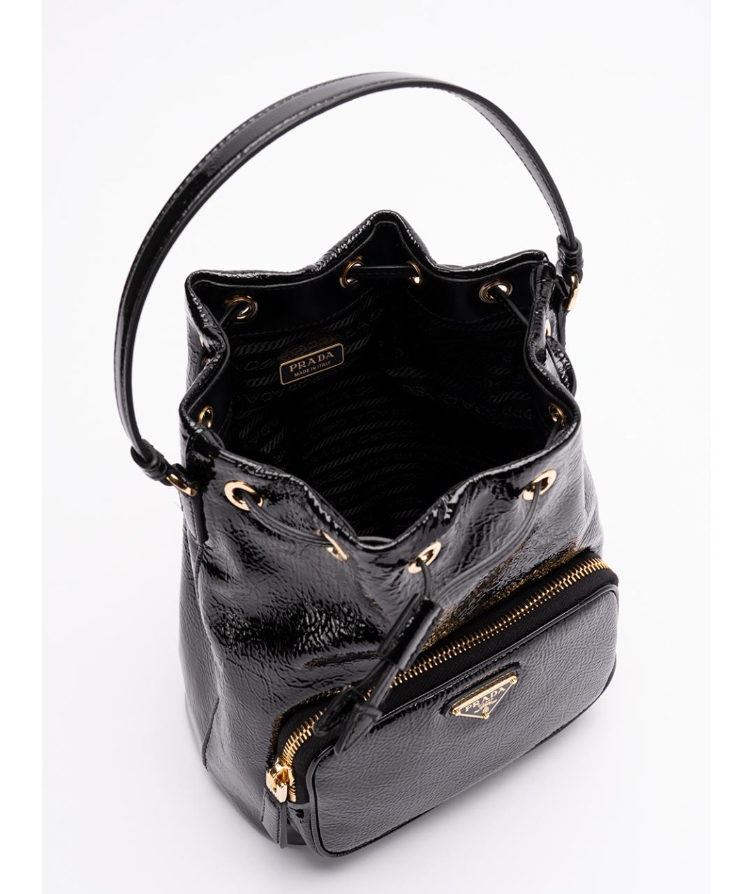 PRADA Черная сумка тоут из лакированной кожи, фото 5