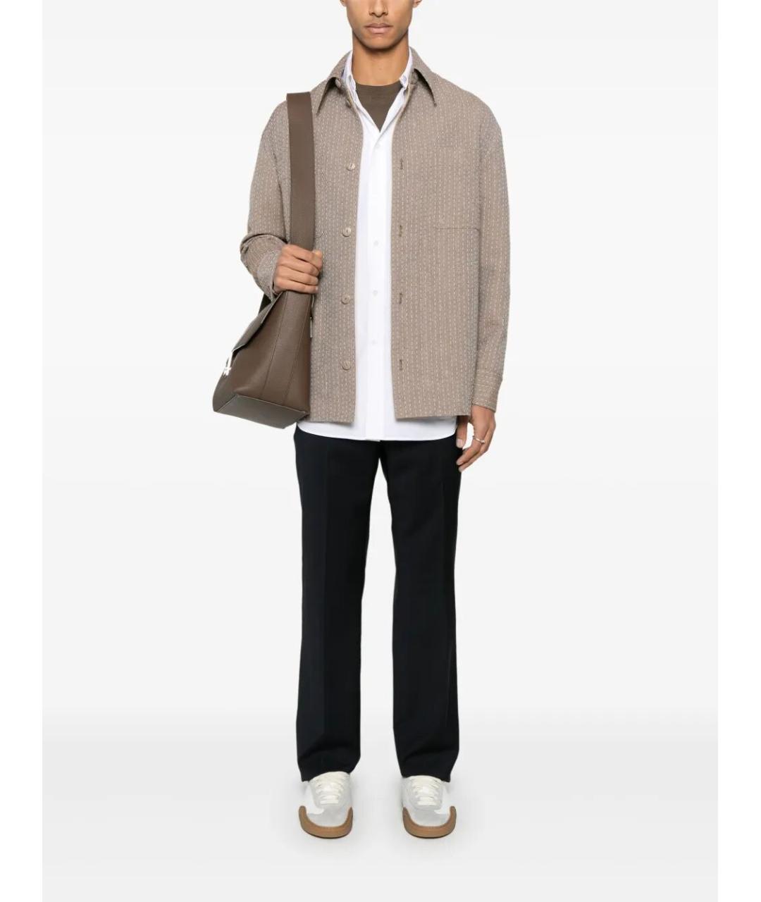 FENDI Темно-синие шерстяные классические брюки, фото 2