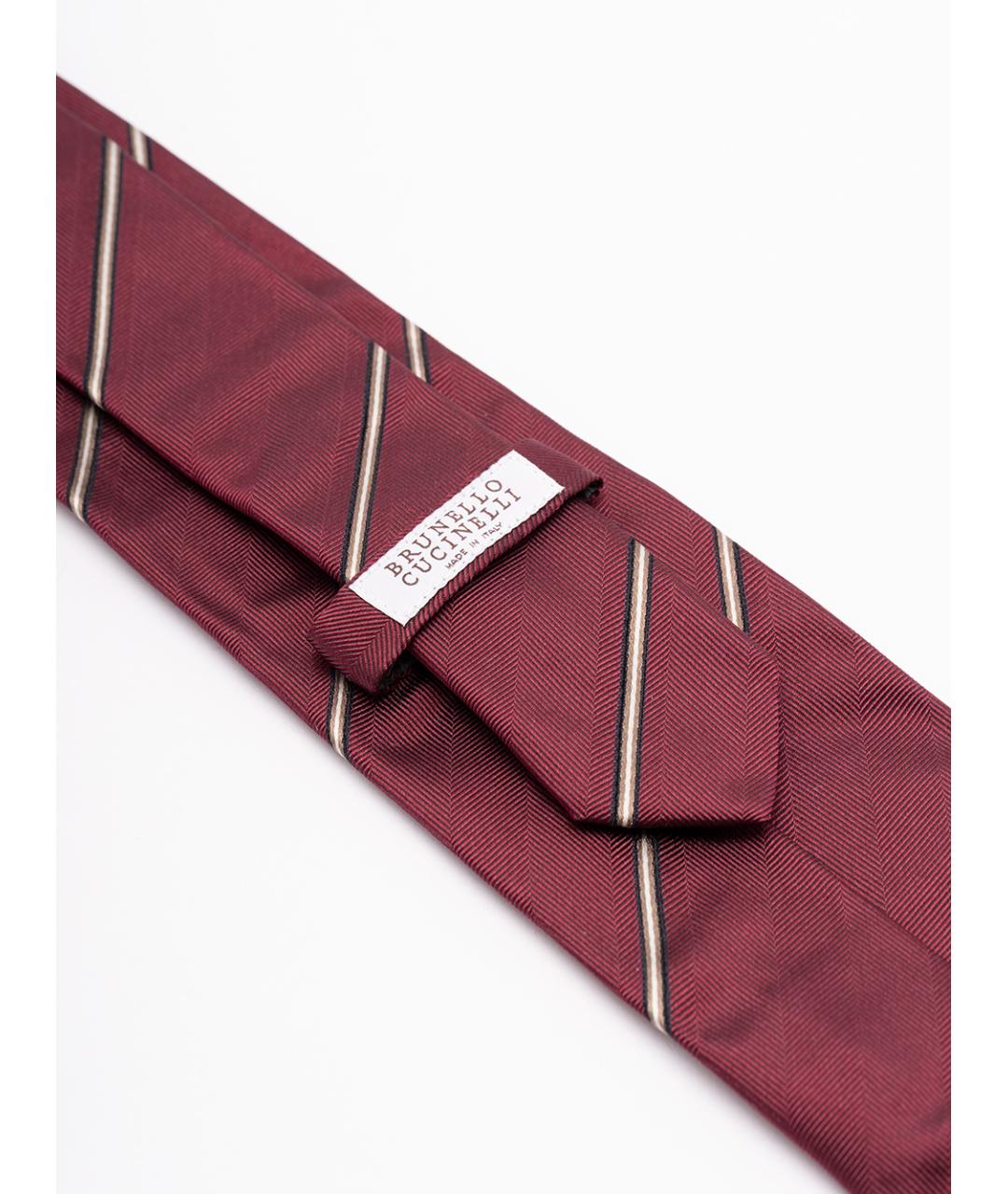 BRUNELLO CUCINELLI Бордовый шелковый галстук, фото 2