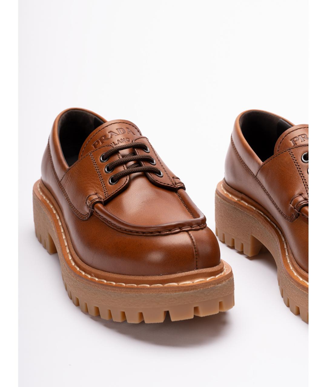 PRADA Коричневые кожаные лоферы, фото 5