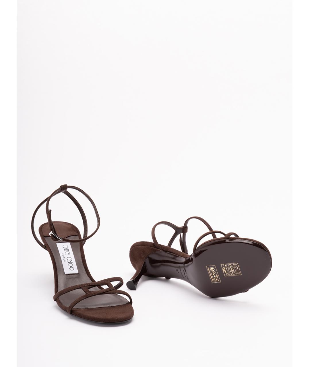 JIMMY CHOO Коричневые кожаные босоножки, фото 4