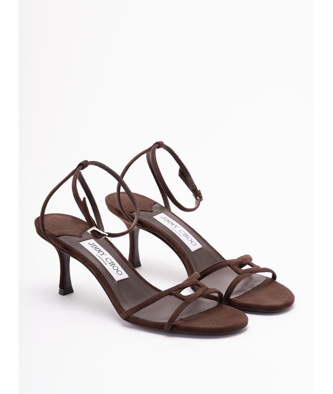 JIMMY CHOO Коричневые кожаные босоножки, фото 5