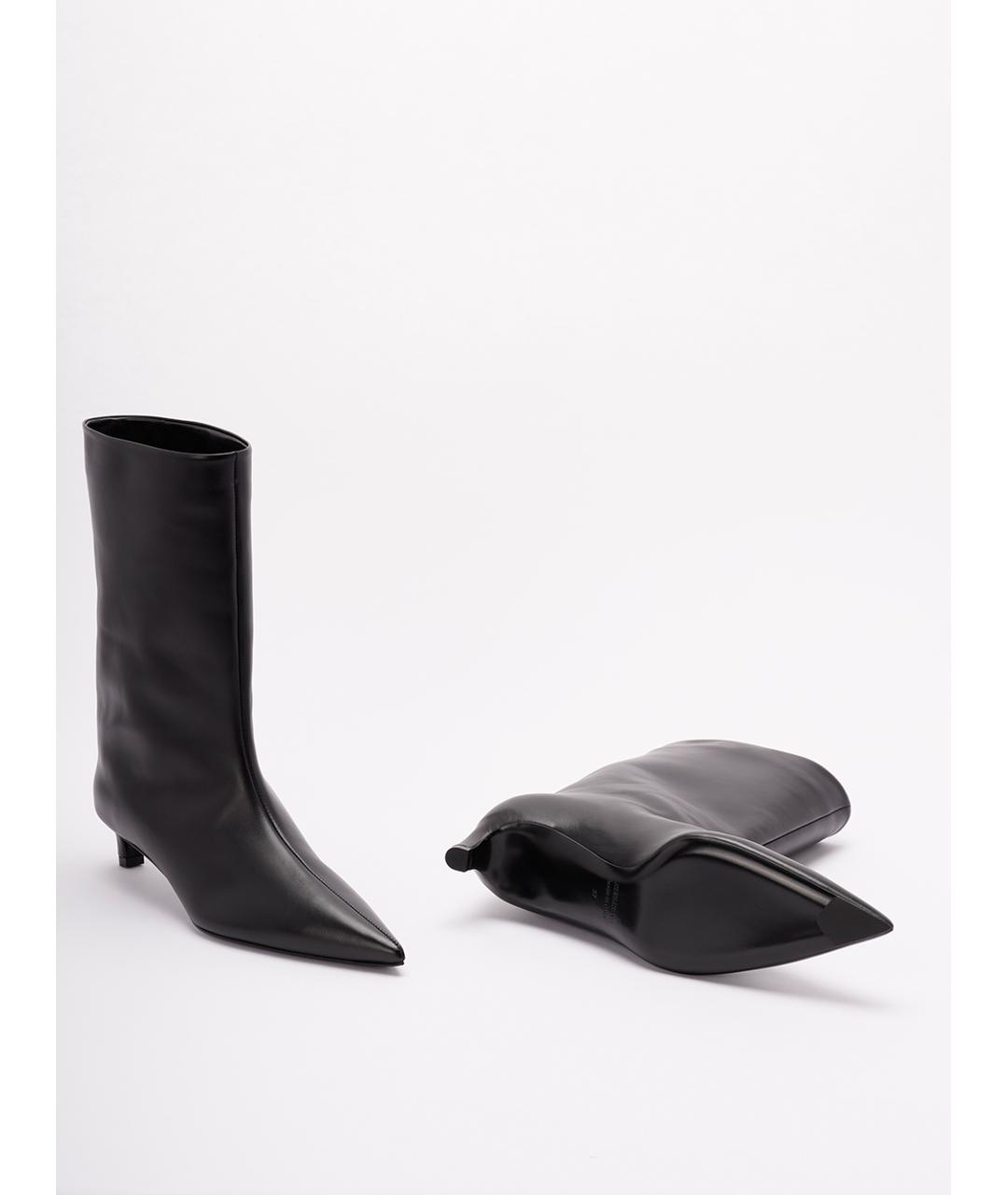 JIL SANDER Черные кожаные ботильоны, фото 4