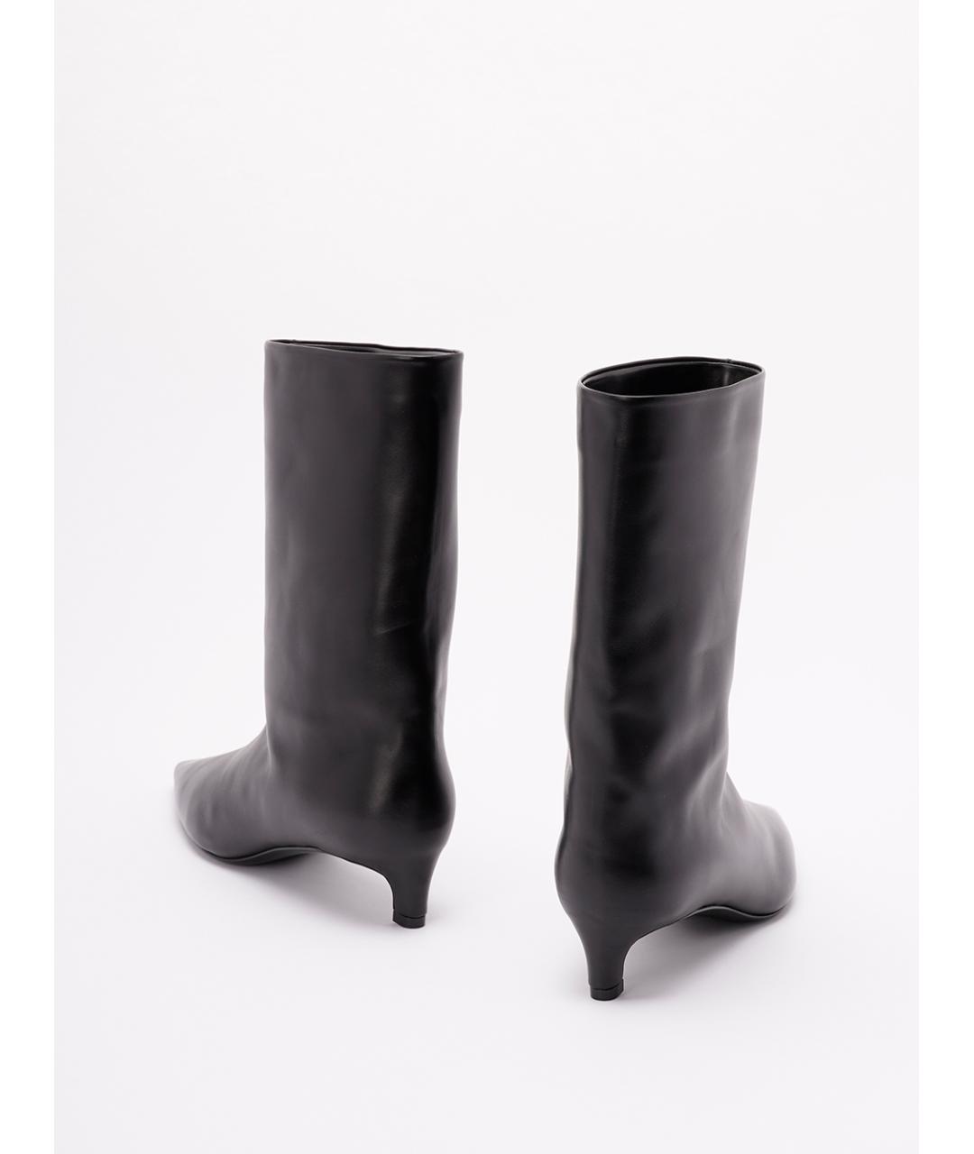 JIL SANDER Черные кожаные ботильоны, фото 3