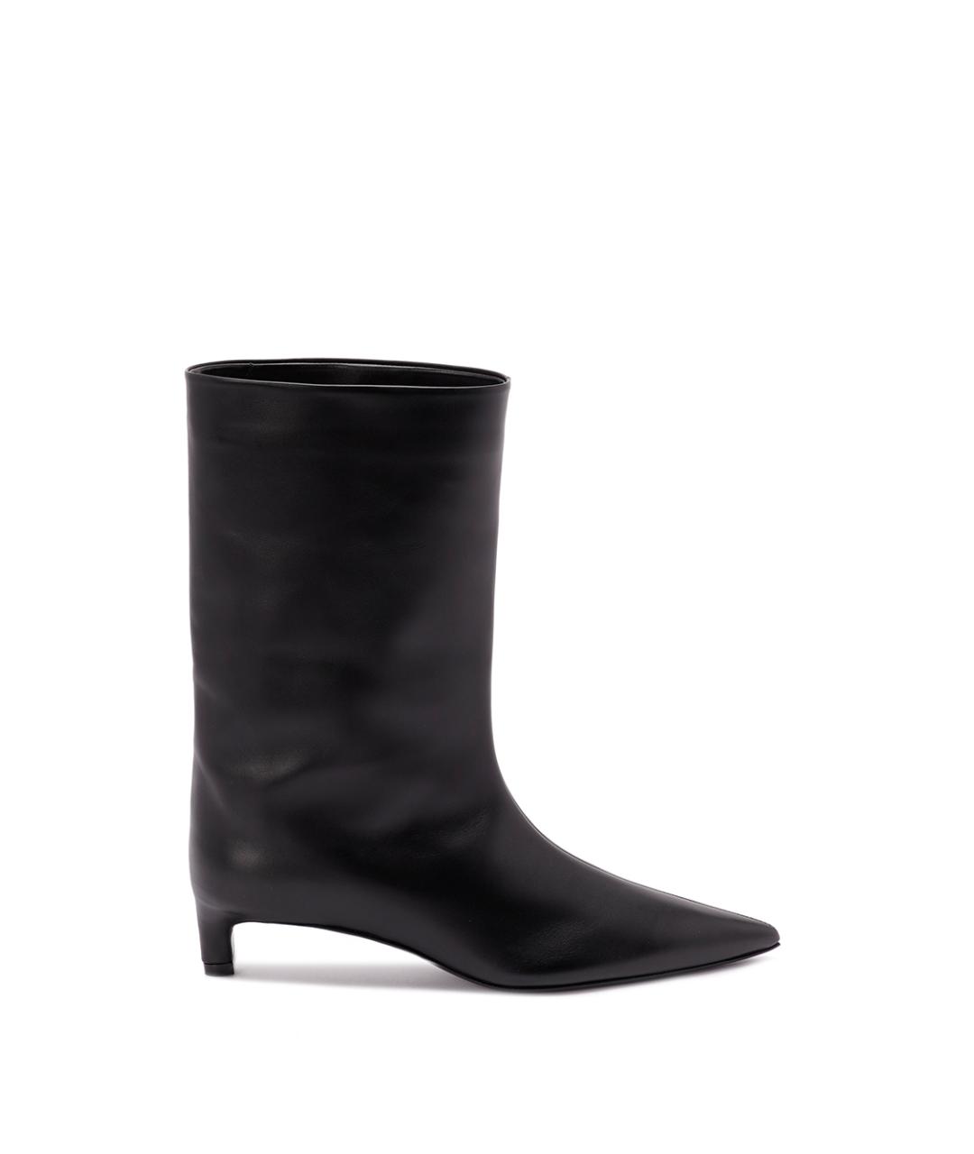 JIL SANDER Черные кожаные ботильоны, фото 1