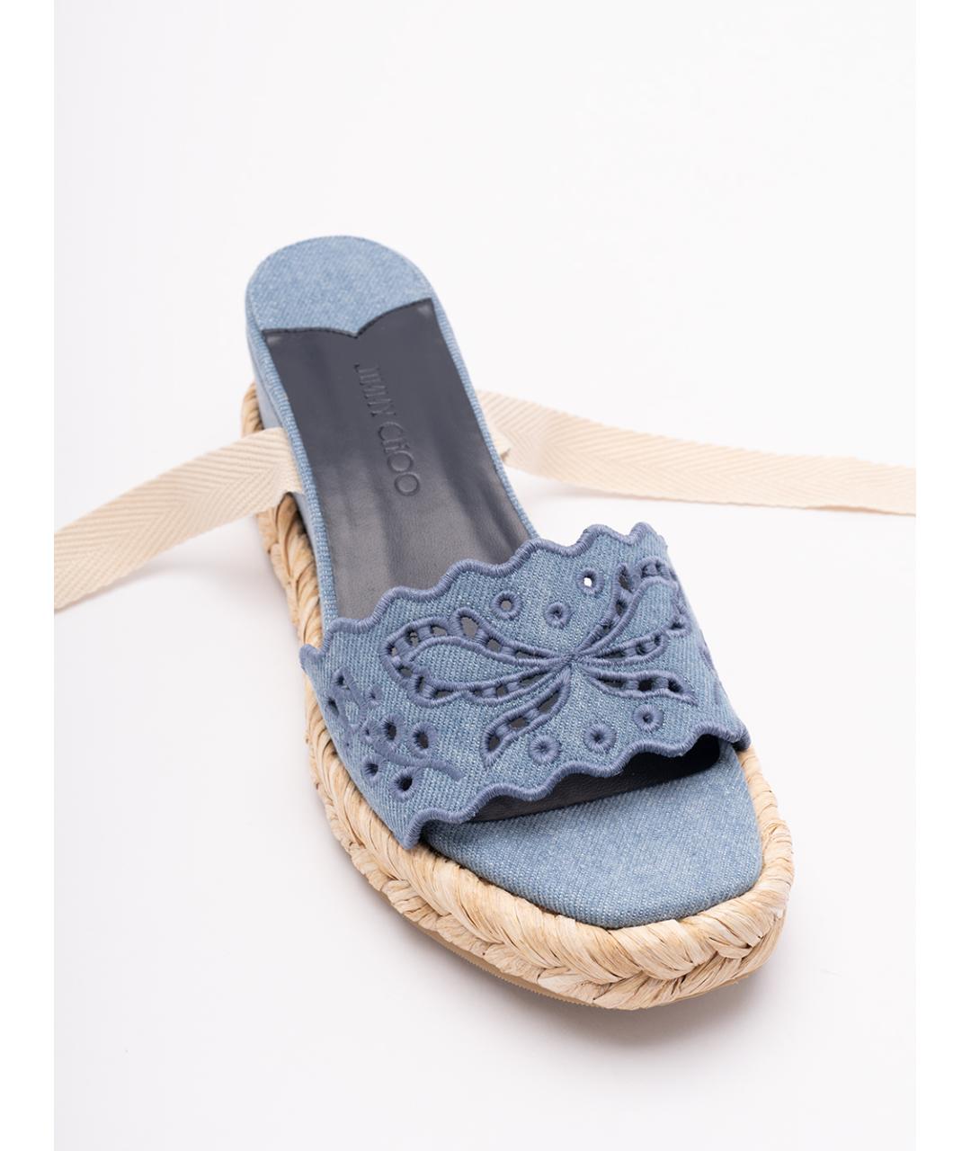 JIMMY CHOO Синие текстильные босоножки, фото 5