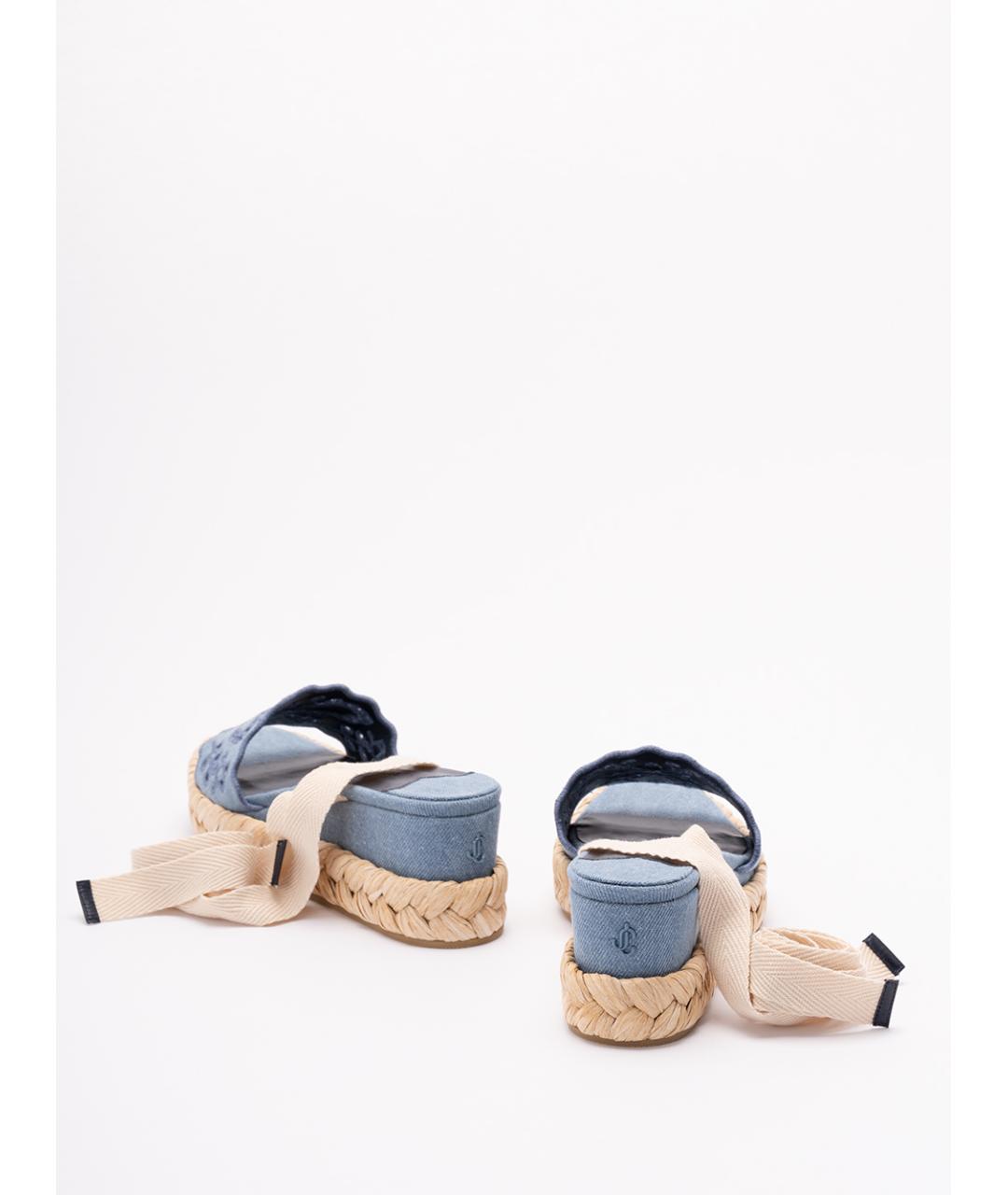 JIMMY CHOO Синие текстильные босоножки, фото 3