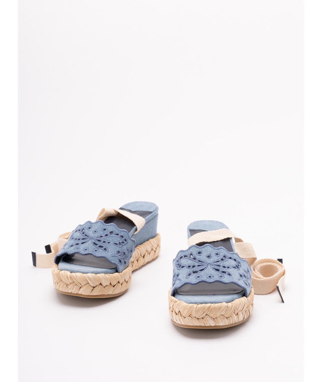 JIMMY CHOO Синие текстильные босоножки, фото 2