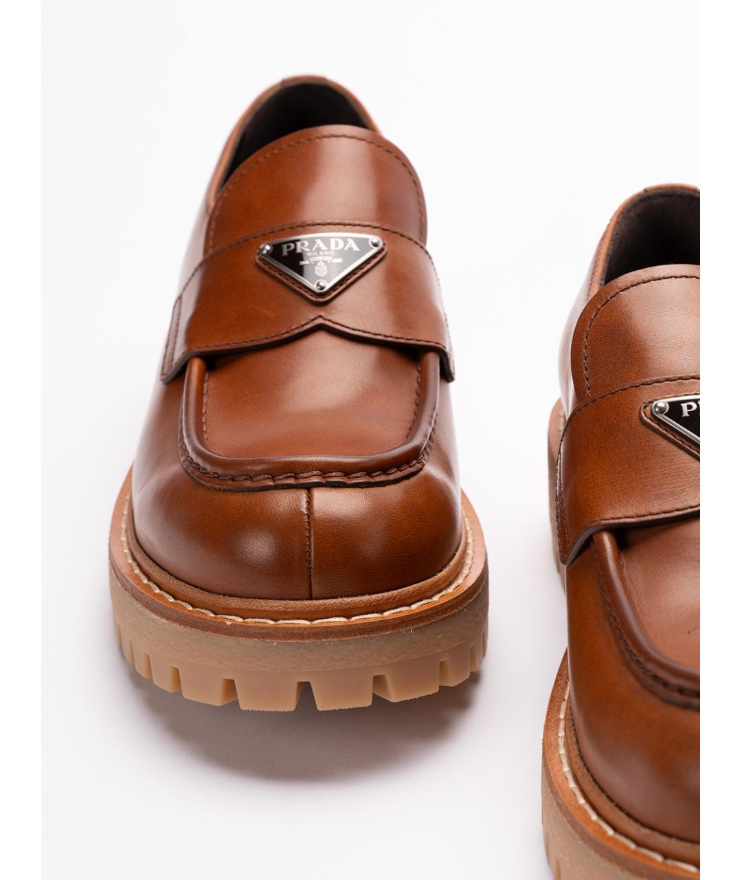 PRADA Коричневые кожаные лоферы, фото 5