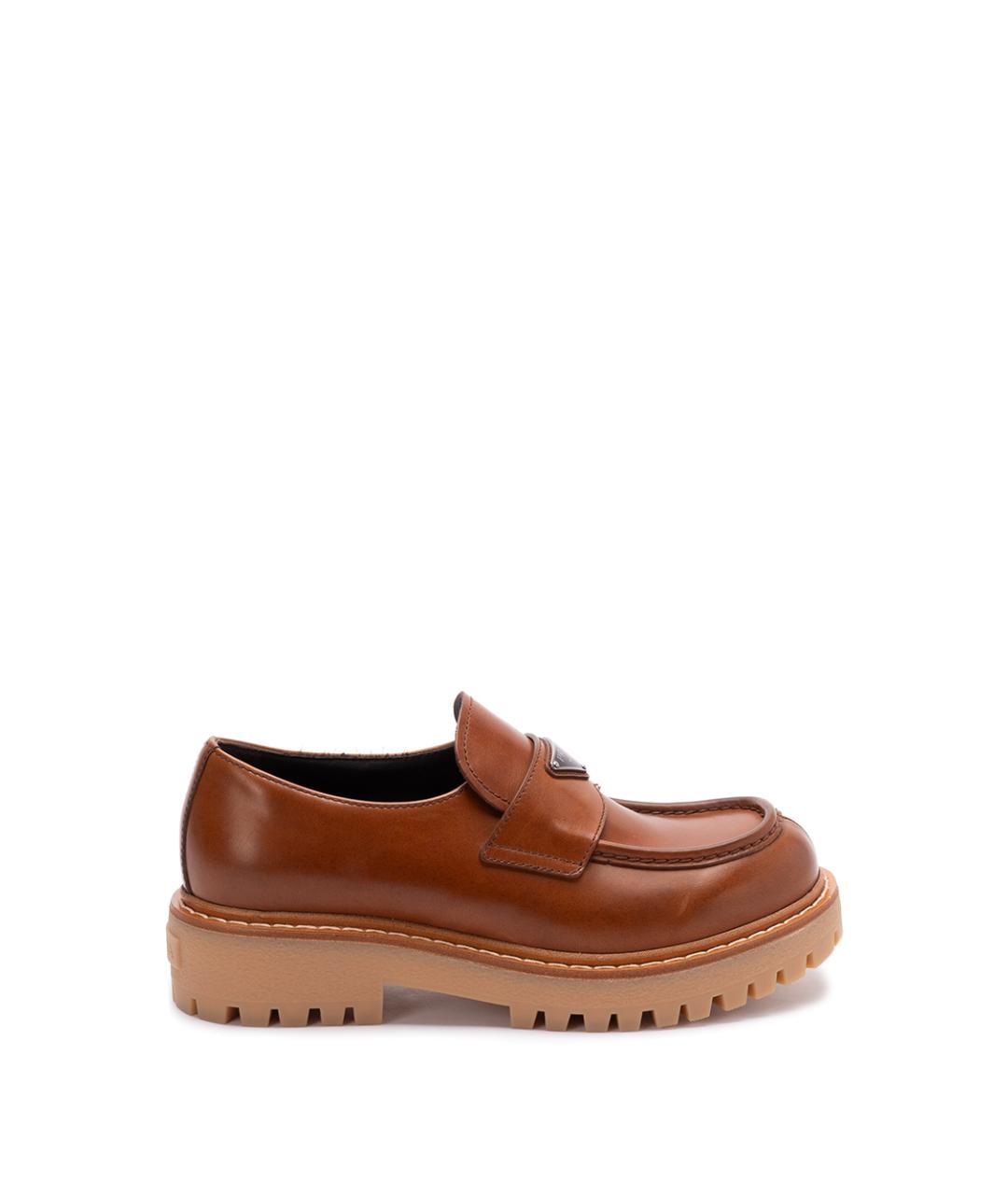 PRADA Коричневые кожаные лоферы, фото 1