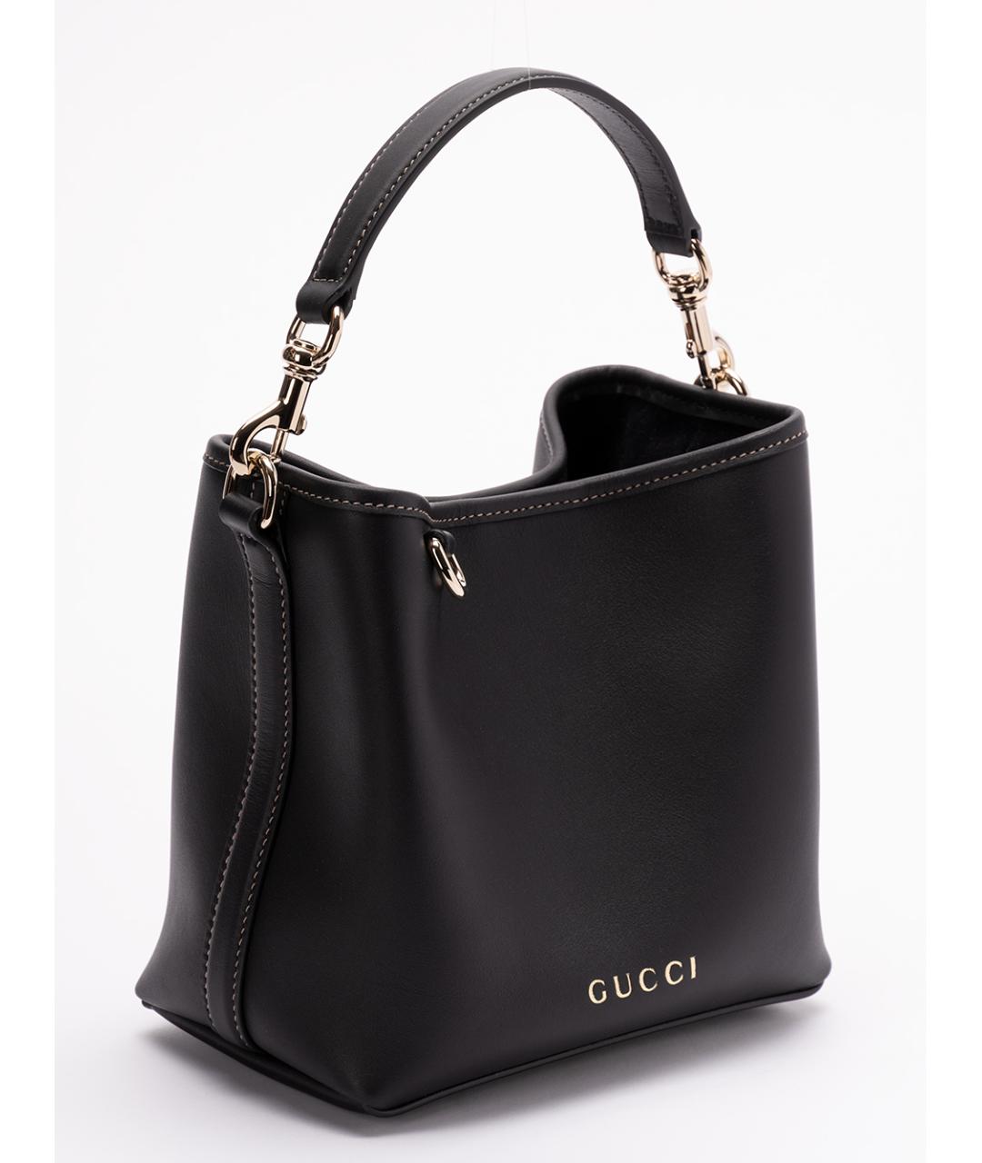 GUCCI Черная кожаная сумка через плечо, фото 4