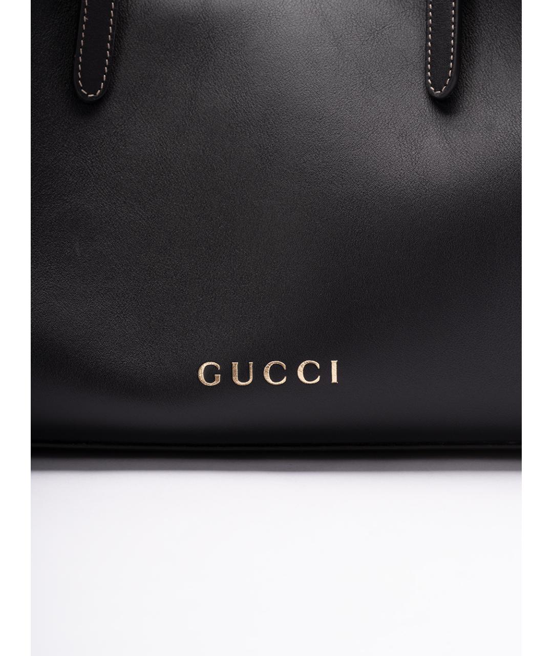GUCCI Черная кожаная сумка тоут, фото 4