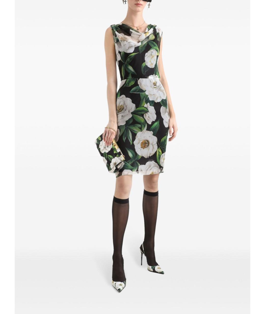 DOLCE&GABBANA Черное шелковое повседневное платье, фото 2