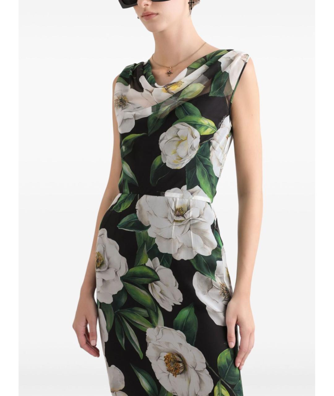 DOLCE&GABBANA Черное шелковое повседневное платье, фото 4