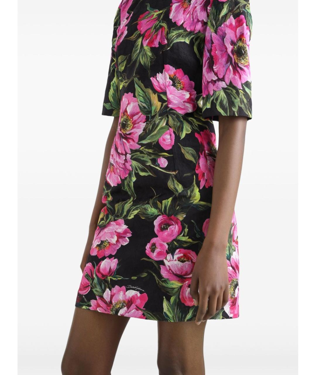 DOLCE&GABBANA Мульти хлопко-эластановое повседневное платье, фото 3