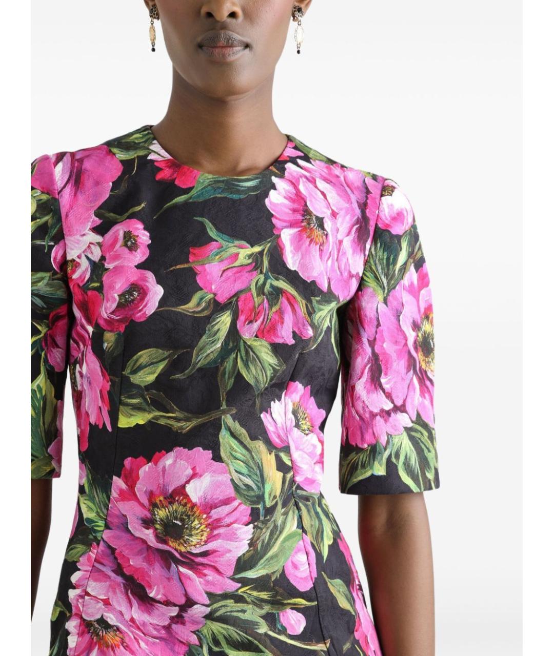 DOLCE&GABBANA Мульти хлопко-эластановое повседневное платье, фото 5