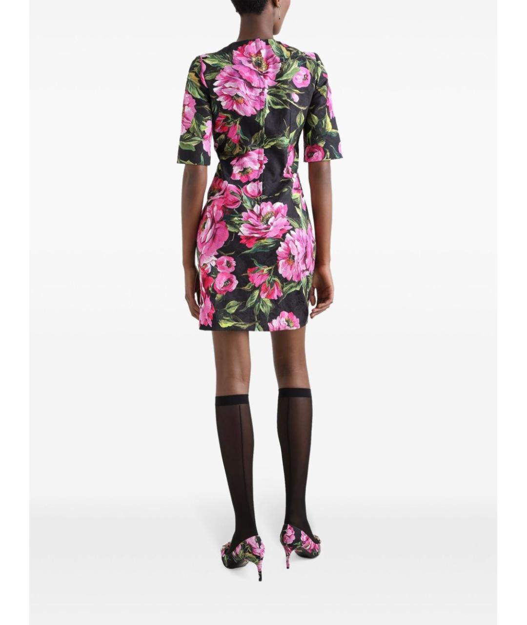 DOLCE&GABBANA Мульти хлопко-эластановое повседневное платье, фото 4