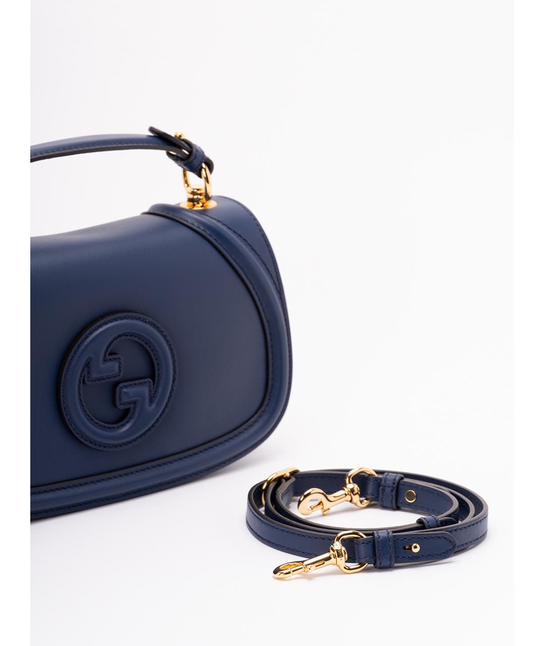 GUCCI Синяя кожаная сумка с короткими ручками, фото 4