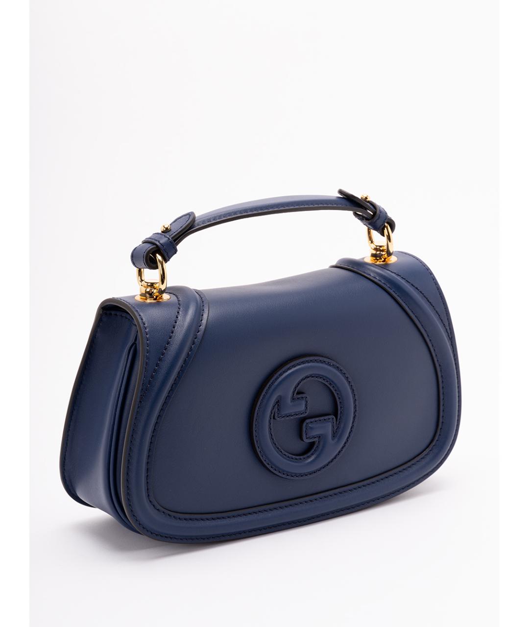 GUCCI Синяя кожаная сумка с короткими ручками, фото 3