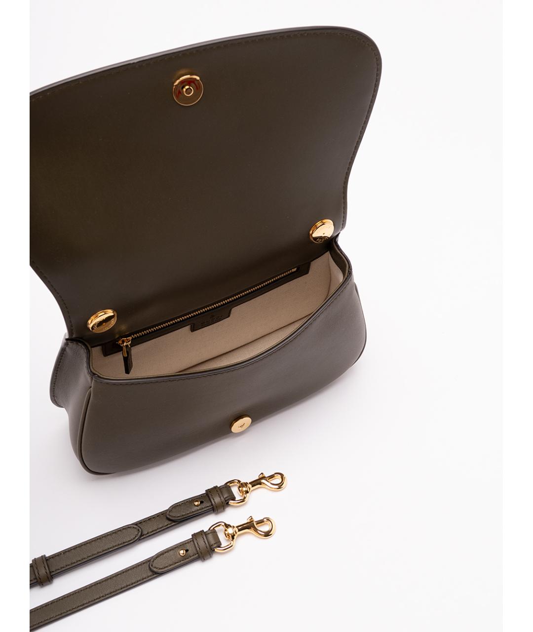 GUCCI Хаки кожаная сумка с короткими ручками, фото 5