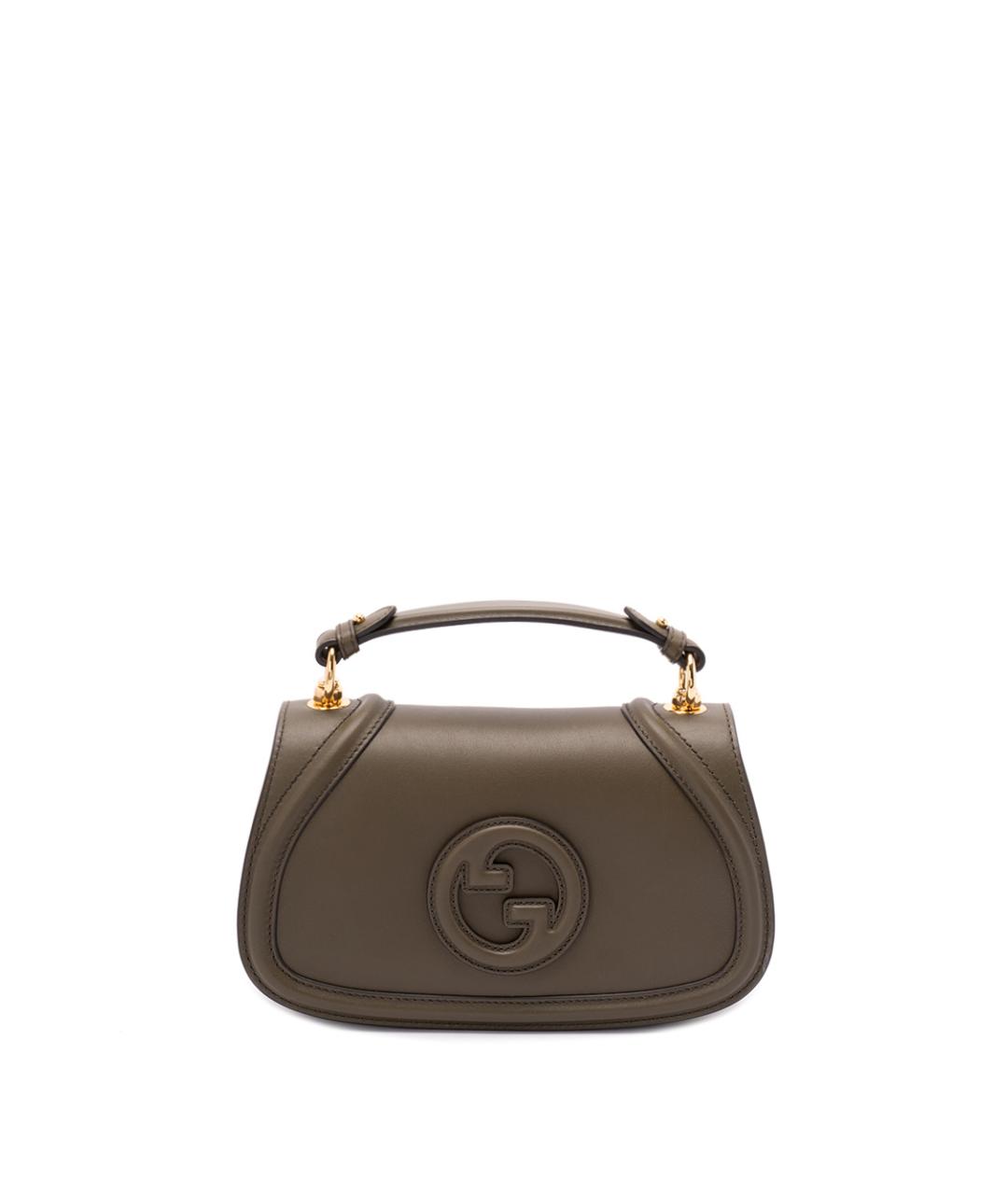 GUCCI Хаки кожаная сумка с короткими ручками, фото 1