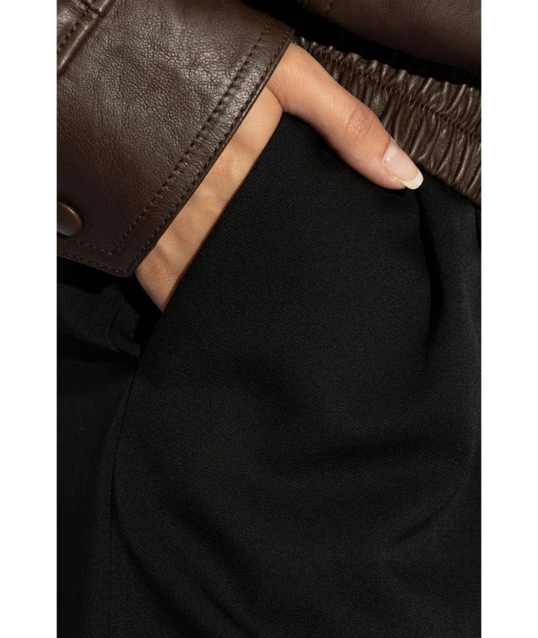 SAINT LAURENT Черные шерстяные прямые брюки, фото 4