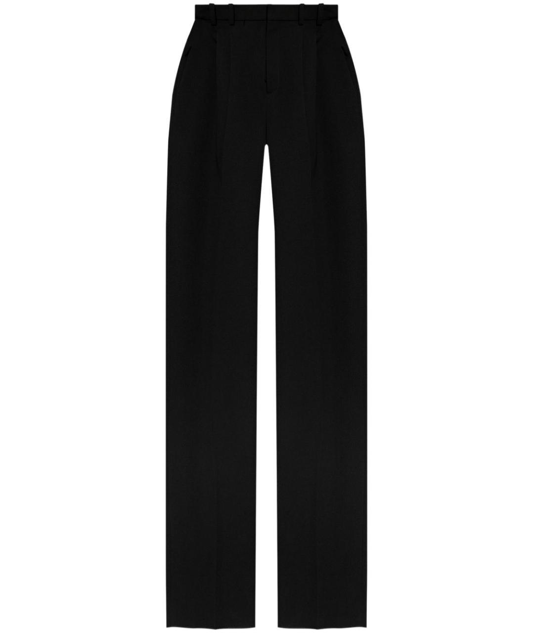 SAINT LAURENT Черные шерстяные прямые брюки, фото 1
